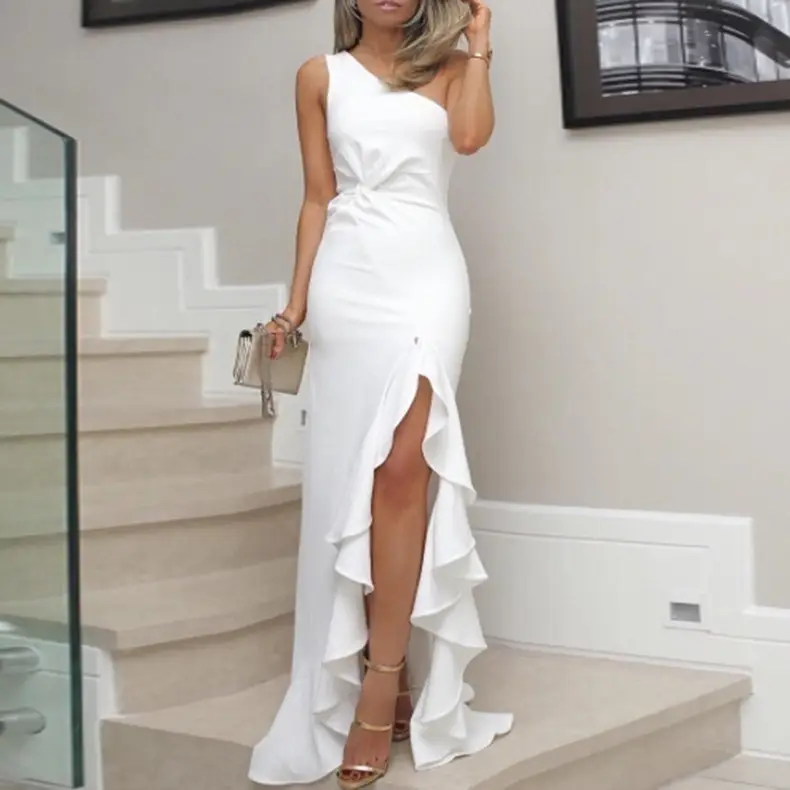 European Split Ruffled Evening Dress with Big Swing — feature 19