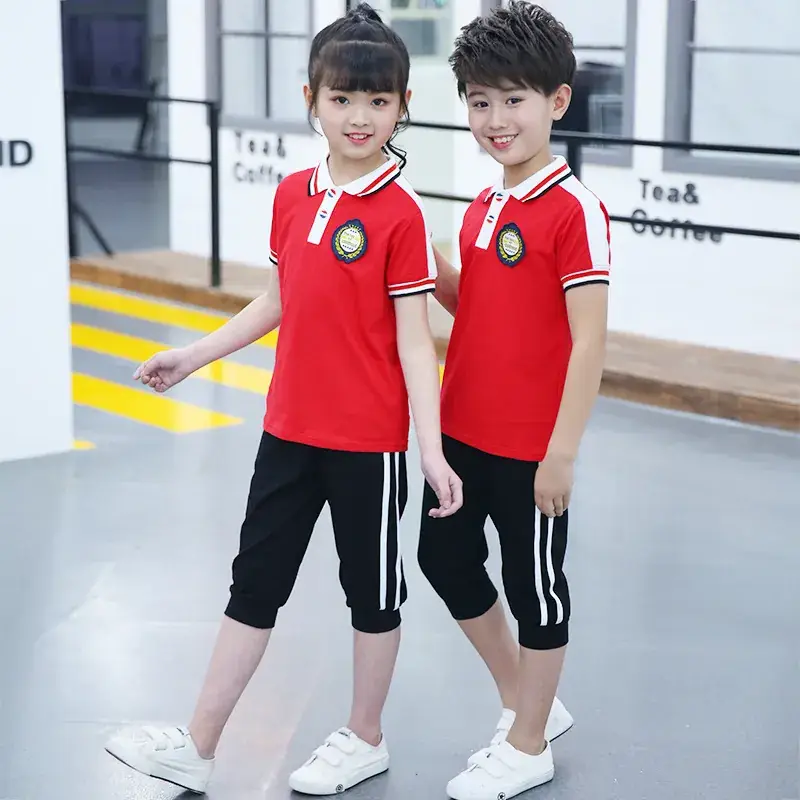 Red Polo Shirt for Kids Summer School Class Wear