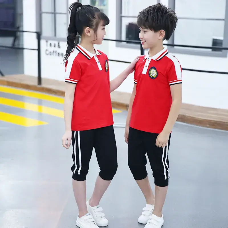 Red Polo Shirt for Kids Summer School Class Wear