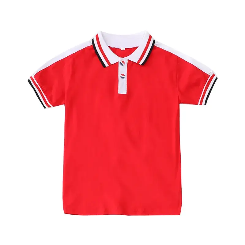 Red Polo Shirt for Kids Summer School Class Wear