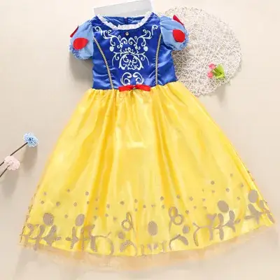 Frozen Princess Dress Blue Yellow Tulle Skirt - Image 7