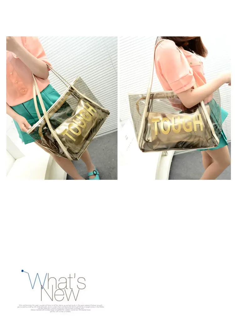 2025 Summer New Tou Transparent Crystal Bun Mother Bag Shoulder Handbag Printed Letter Beach Bag — feature 28