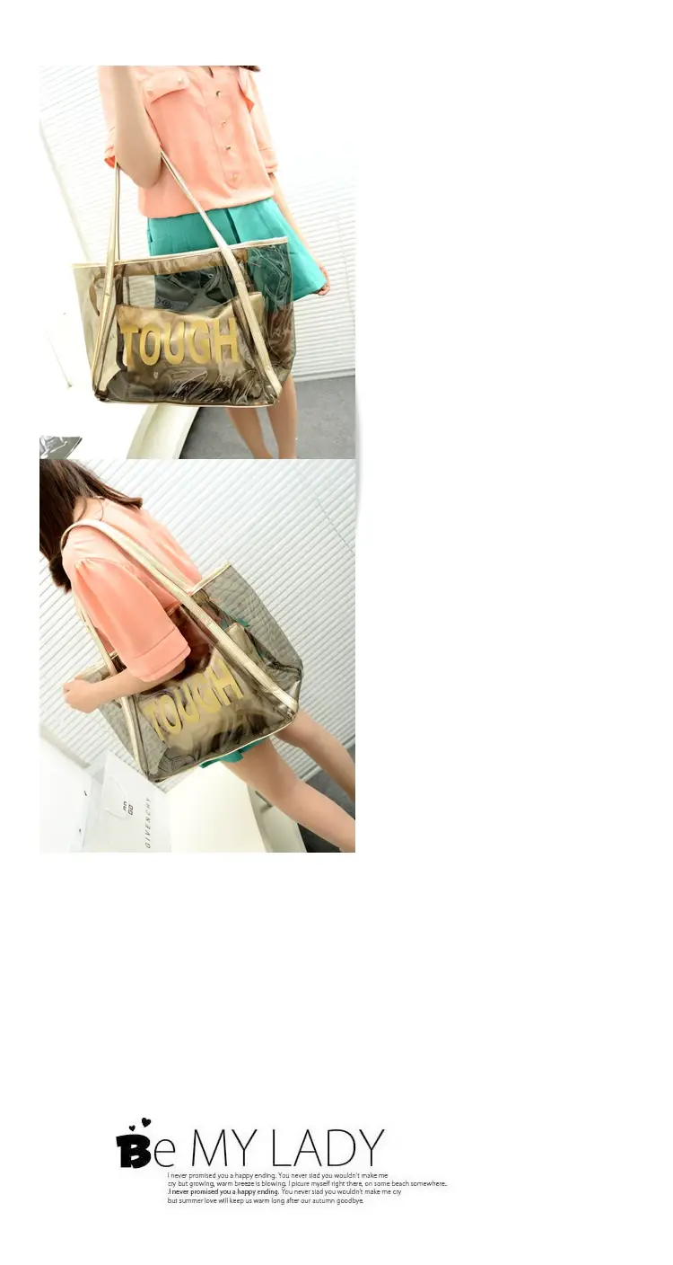 2025 Summer New Tou Transparent Crystal Bun Mother Bag Shoulder Handbag Printed Letter Beach Bag — feature 31