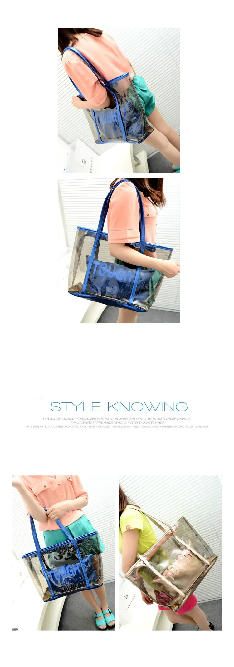 2025 Summer New Tou Transparent Crystal Bun Mother Bag Shoulder Handbag Printed Letter Beach Bag — feature 32