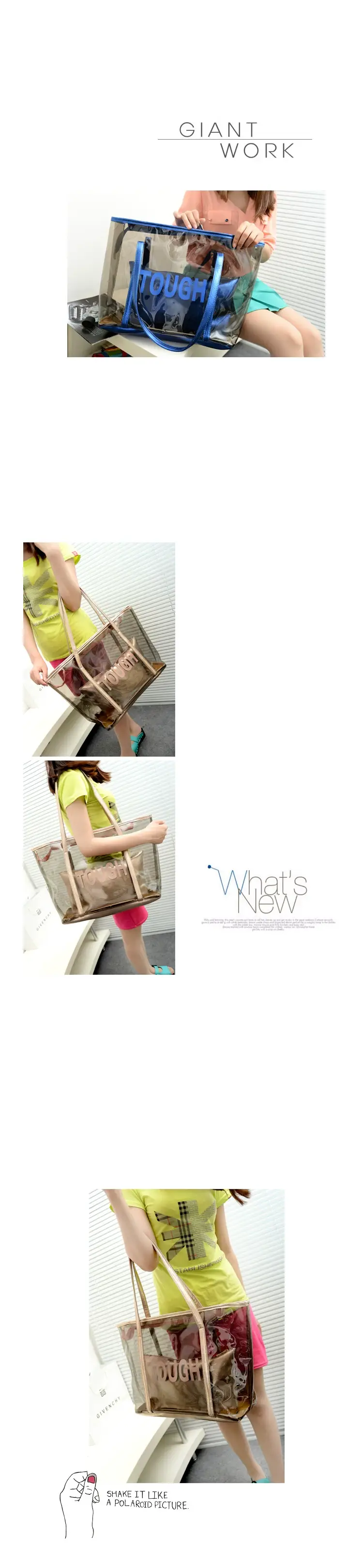 2025 Summer New Tou Transparent Crystal Bun Mother Bag Shoulder Handbag Printed Letter Beach Bag — feature 34