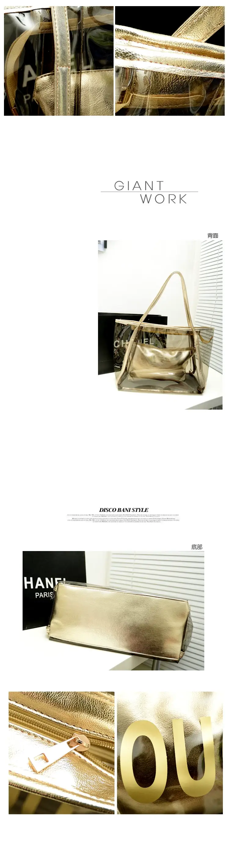 2025 Summer New Tou Transparent Crystal Bun Mother Bag Shoulder Handbag Printed Letter Beach Bag — feature 35