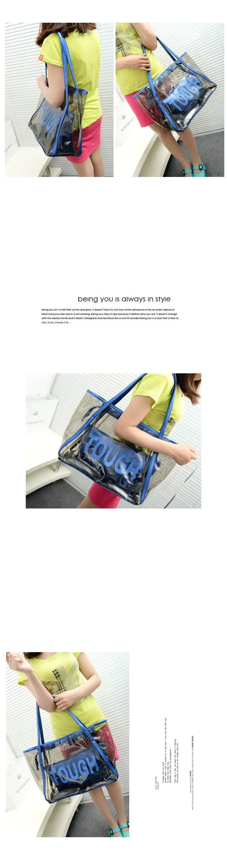 2025 Summer New Tou Transparent Crystal Bun Mother Bag Shoulder Handbag Printed Letter Beach Bag — feature 37