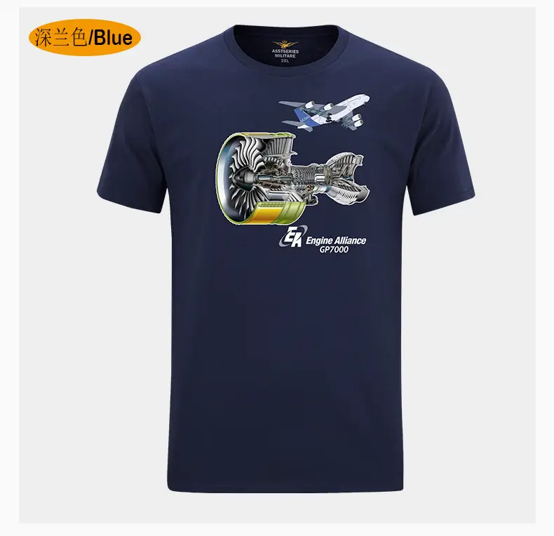Cotton Pilot Graphic T-Shirt Navy Blue Short Sleeve - Image 6