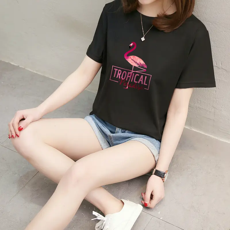 Women Tropical Flame Print T-Shirt Black 2025 - Image 5