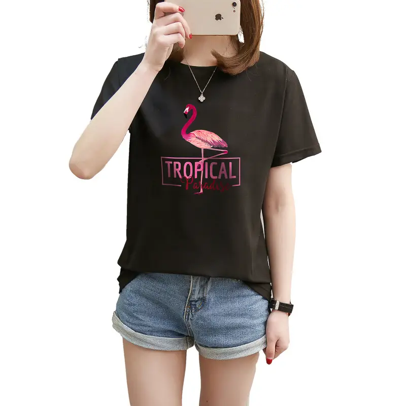 Women Tropical Flame Print T-Shirt Black 2025 - Image 6