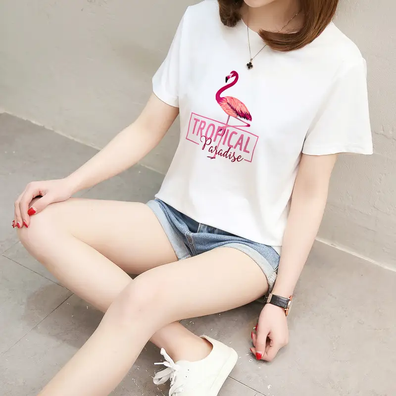 Women Tropical Flame Print T-Shirt Black 2025 — feature 13