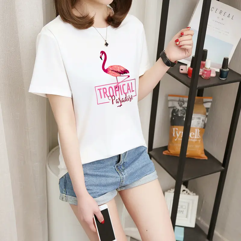 Women Tropical Flame Print T-Shirt Black 2025 — feature 15