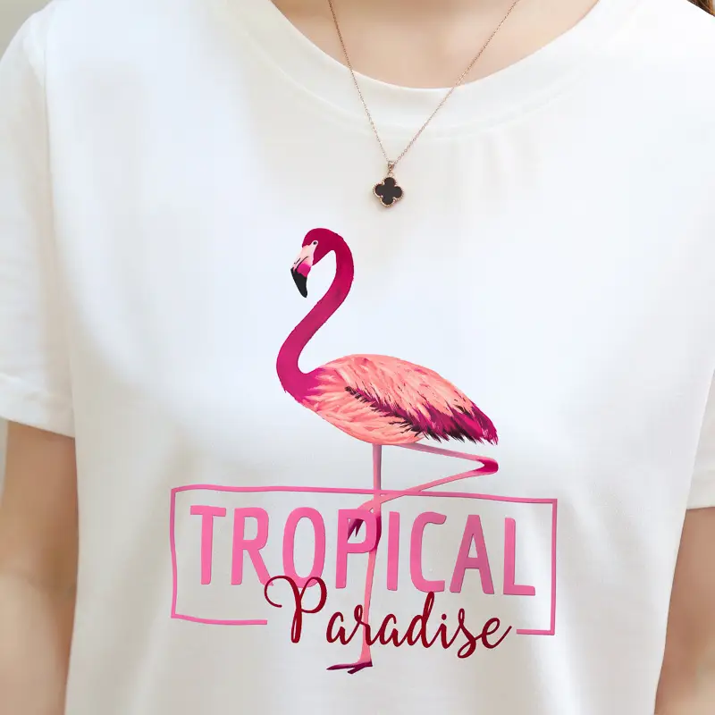 Women Tropical Flame Print T-Shirt Black 2025 — feature 16
