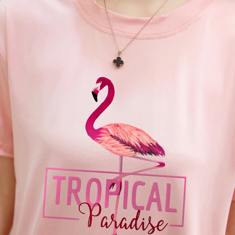 Women Tropical Flame Print T-Shirt Black 2025 — feature 8
