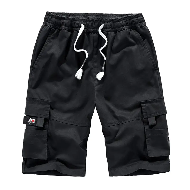 Men Casual Camo Shorts Black Drawstring 5Q