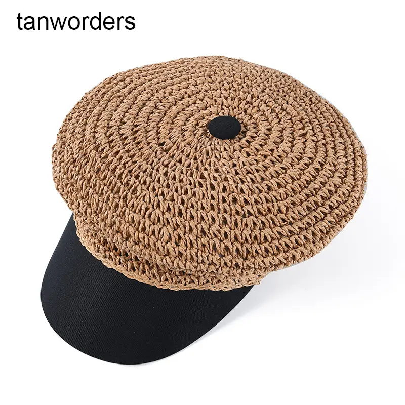 Japanese Straw Newsboy Hat for Women Summer Sunshade