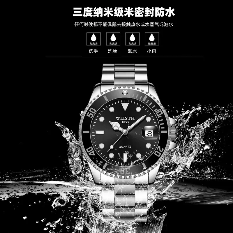 Men's Green Chronograph Watch with Stainless Steel Band - Image 6