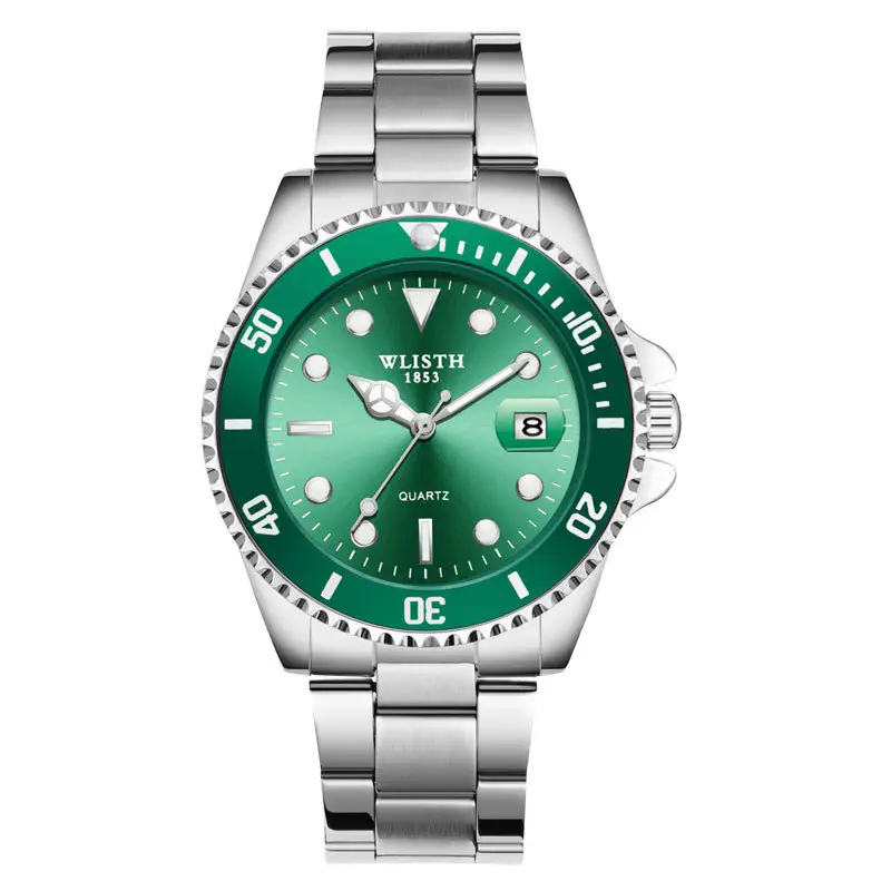 Men's Green Chronograph Watch with Stainless Steel Band - Image 3