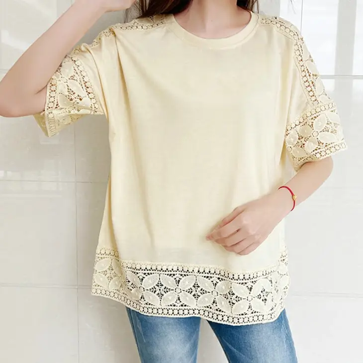 Women Japanese Style 5Q Sleeve T-Shirt Grey