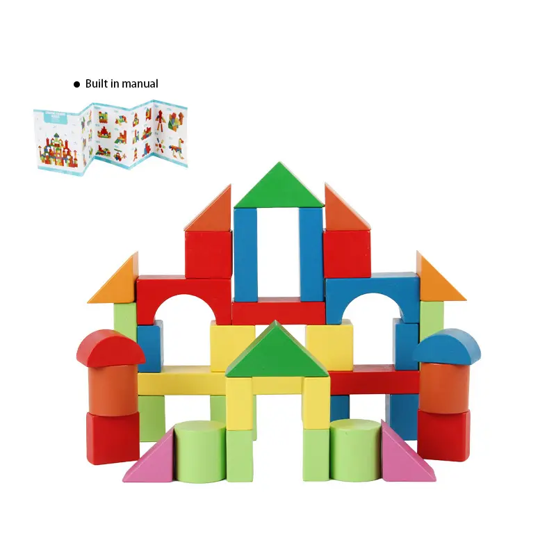 Kids Wooden Building Blocks 100-Piece Beech Barrel Set - Image 3