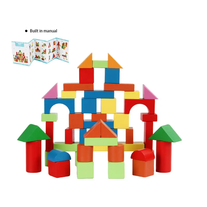 Kids Wooden Building Blocks 100-Piece Beech Barrel Set - Image 4