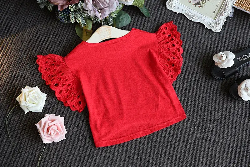 Girls Yellow Lace Sleeve Top & White Shorts Set — feature 10