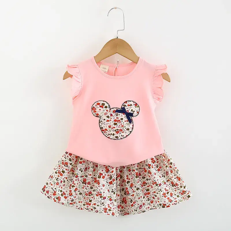 2024 Korean Style Girls Cartoon Floral Skirts & Tops Set - Image 2