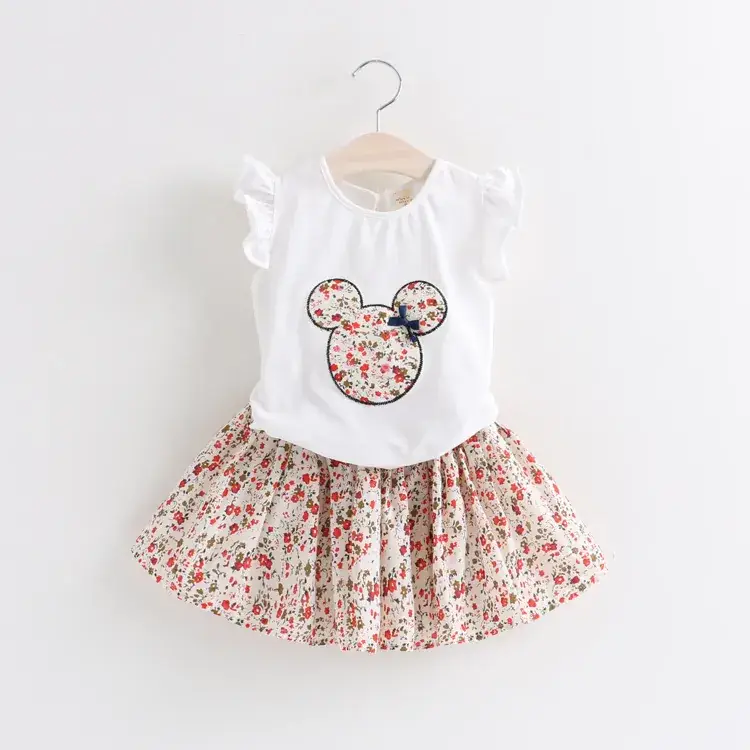 2024 Korean Style Girls Cartoon Floral Skirts & Tops Set - Image 4