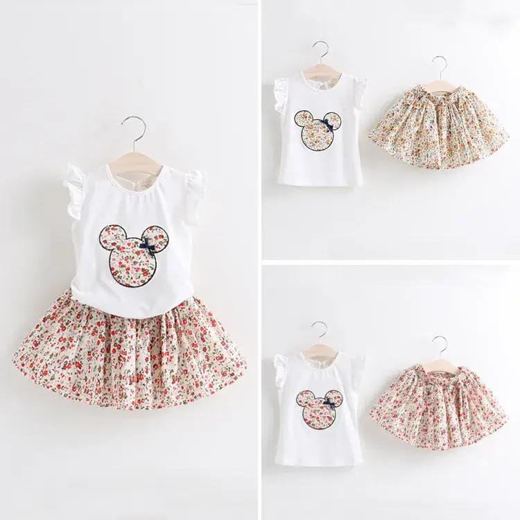 2024 Korean Style Girls Cartoon Floral Skirts & Tops Set - Image 5