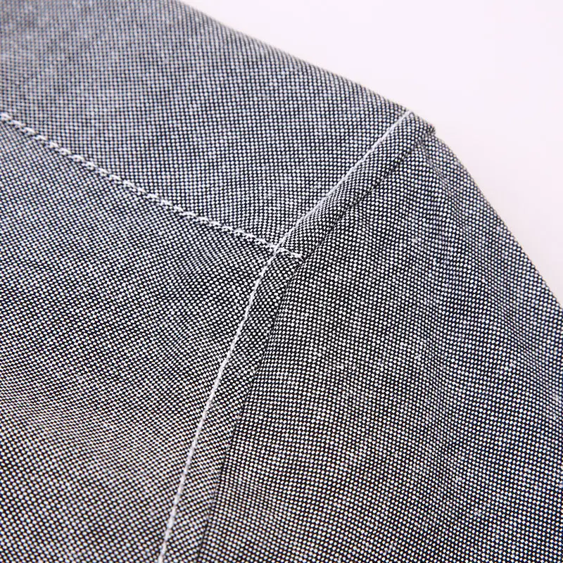 Men Navy Blue Oxford Long Sleeve Shirt Button Collar - Image 9