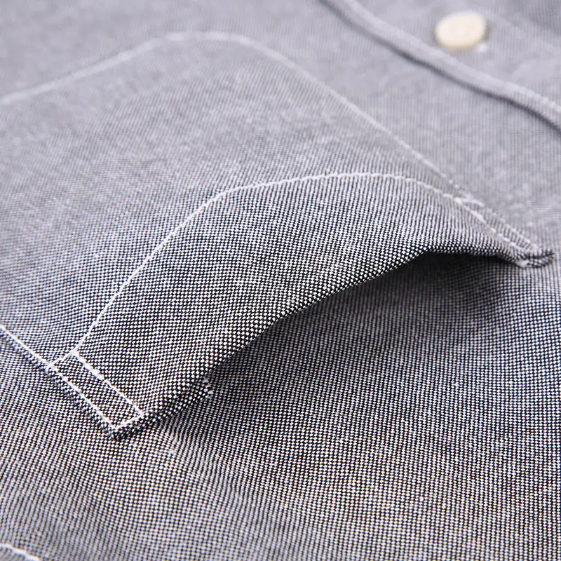 Men Navy Blue Oxford Long Sleeve Shirt Button Collar - Image 10
