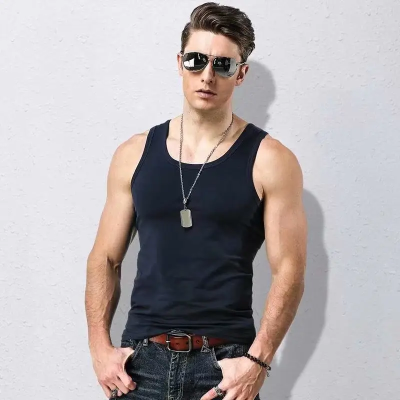 Men's 2022 Slim Fit Vest Solid Green Sweat - Image 6
