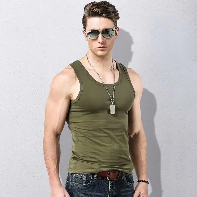 Men's 2022 Slim Fit Vest Solid Green Sweat - Image 5