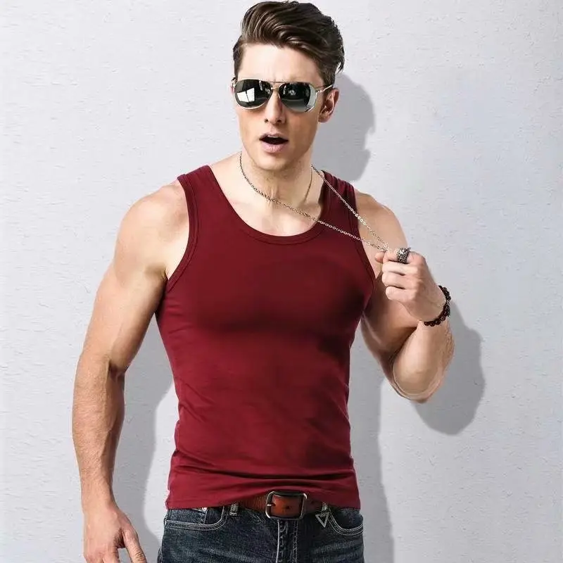 Men's 2022 Slim Fit Vest Solid Green Sweat - Image 3