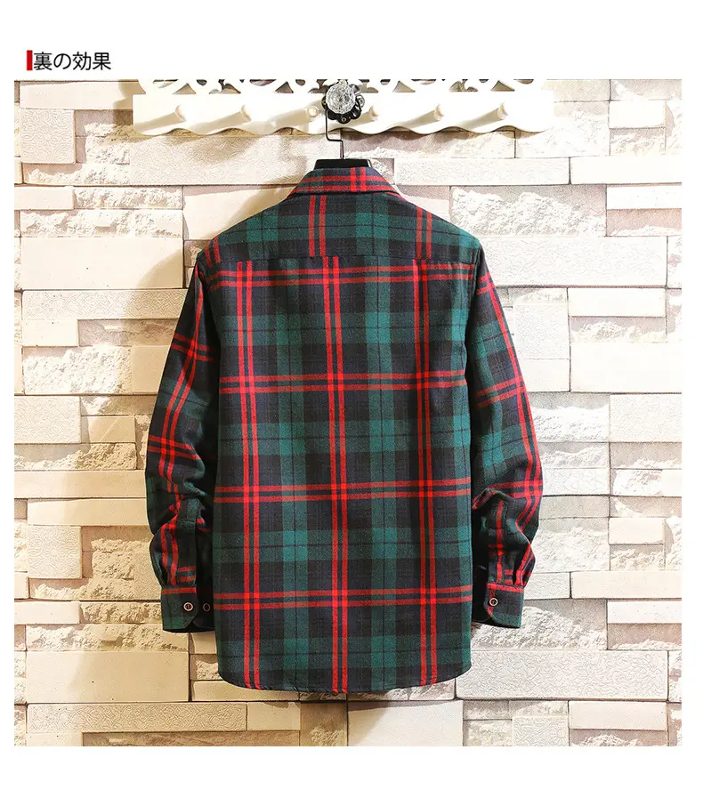 Men's Black White Plaid Long Sleeve Shirt — feature 15