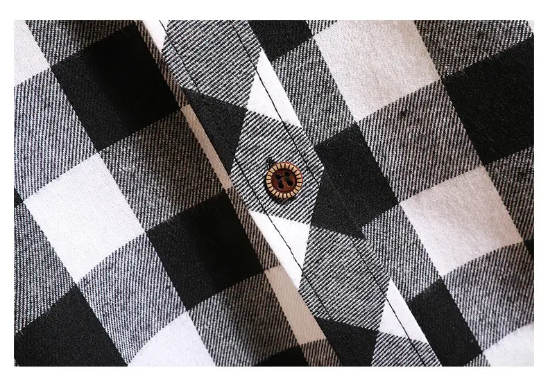 Men's Black White Plaid Long Sleeve Shirt — feature 25