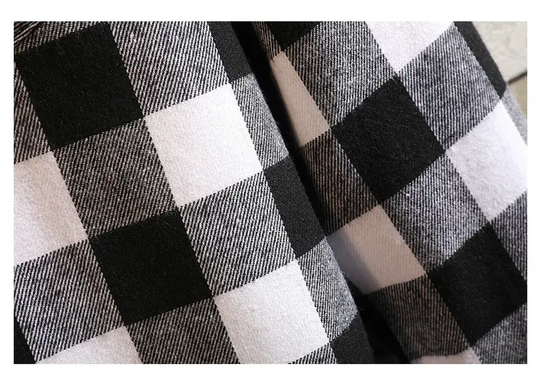 Men's Black White Plaid Long Sleeve Shirt — feature 26