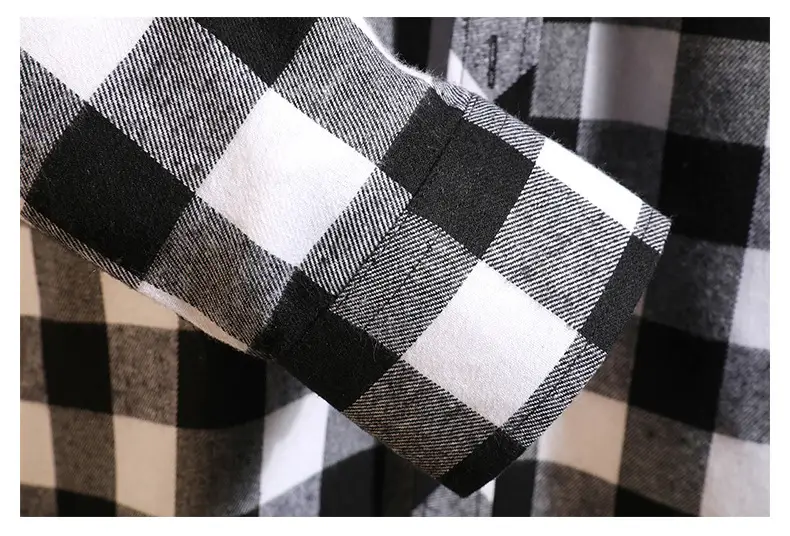 Men's Black White Plaid Long Sleeve Shirt — feature 27