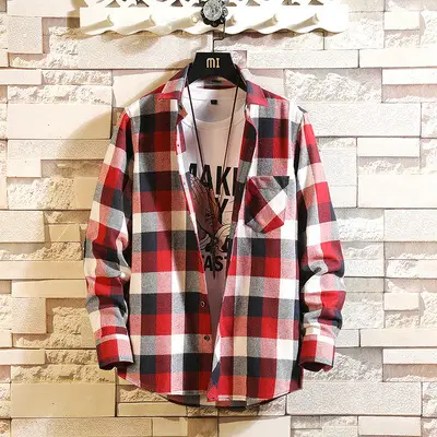Men's Black White Plaid Long Sleeve Shirt - Image 2