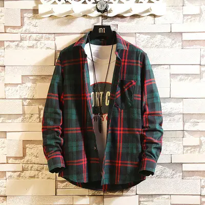 Men's Black White Plaid Long Sleeve Shirt - Image 5