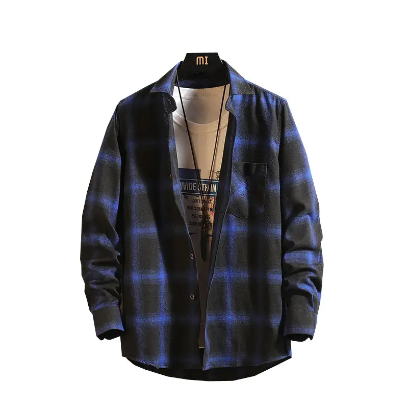 Men's Red Black Plaid Long Sleeve Shirt Jacket