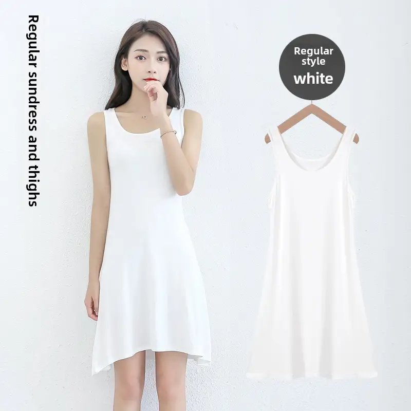 Long Sleeve Modal Lining Vest Skirt Beige - Image 7