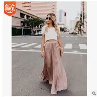 Red Pleated Long Skirt Large Women Summer 2024 - Image 12