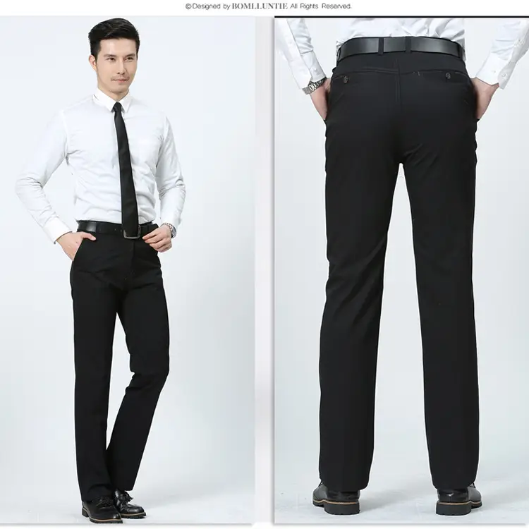 2022 New Men's Cotton Plain Pants Middle Age Loose Fit - Image 10