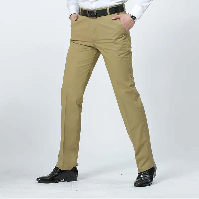 2022 New Men's Cotton Plain Pants Middle Age Loose Fit - Image 11