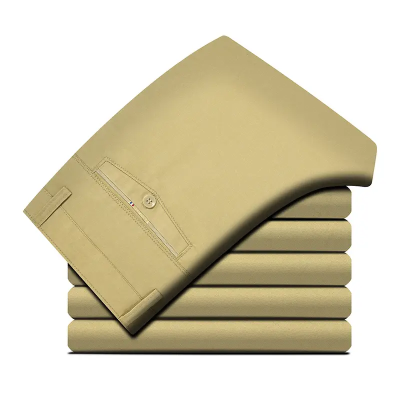 2022 New Men's Cotton Plain Pants Middle Age Loose Fit - Image 12