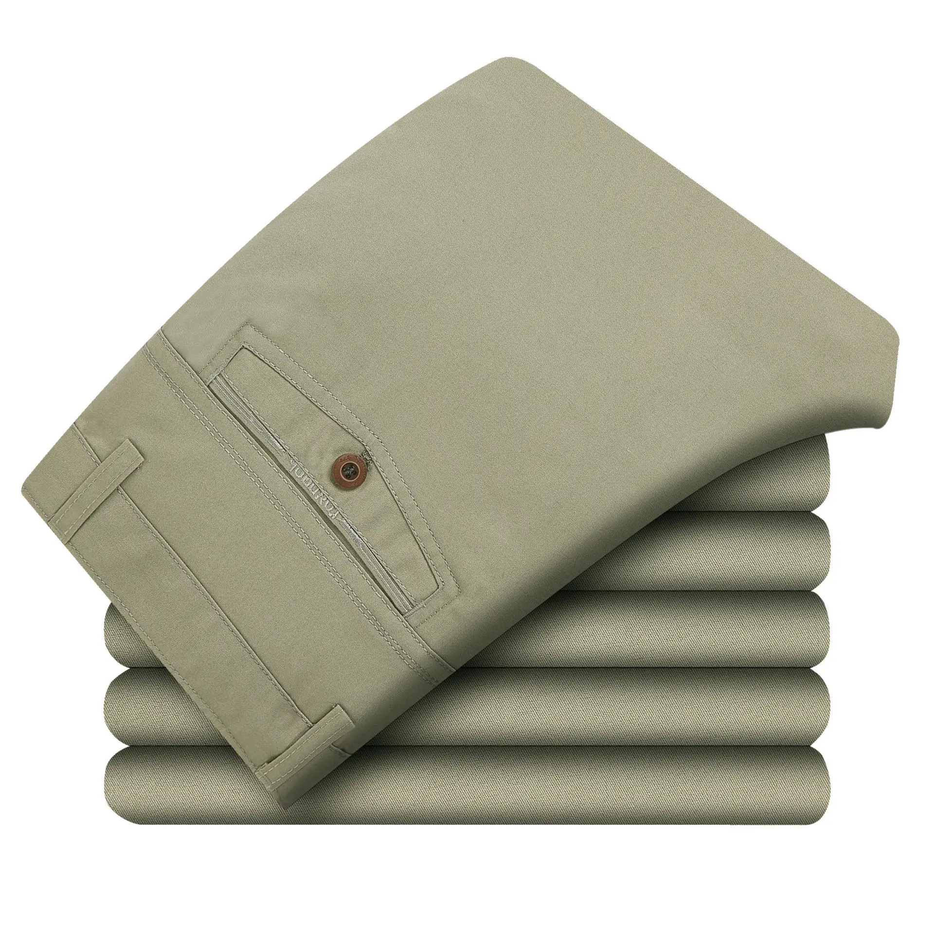 2022 New Men's Cotton Plain Pants Middle Age Loose Fit - Image 3
