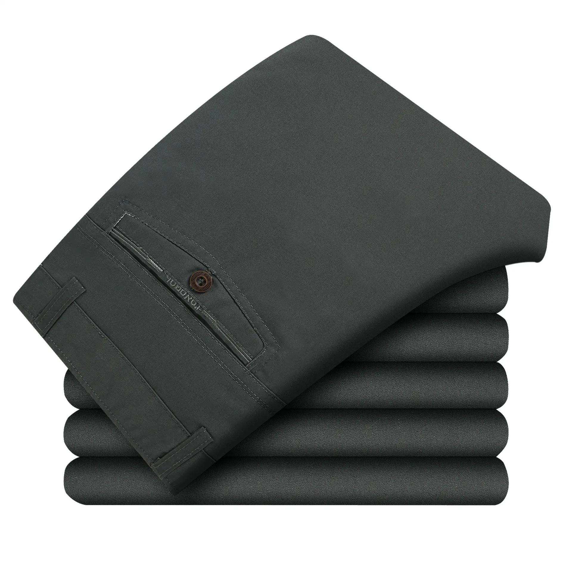 2022 New Men's Cotton Plain Pants Middle Age Loose Fit - Image 5