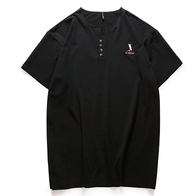 Men Black Printed T-Shirt Large Size Short Sleeve - Image 6