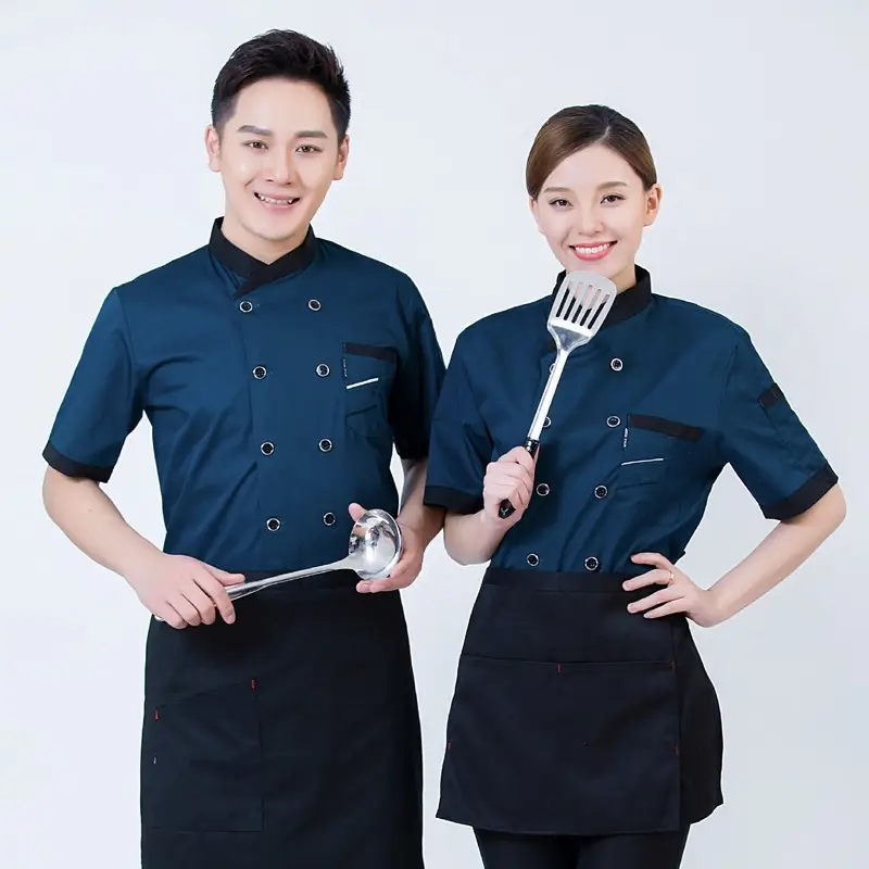 Men & Women Red Kitchen Wear Set Short Sleeve Summer - Image 4
